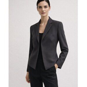 AKRIS 100% Wool Blazer Dark Gray Snap Button Jacket size 10 Career Minimalist